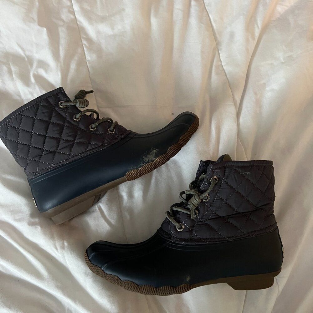 Sperry Saltwater Duck Boot Size Women's 7.5 Grey with Dark Grey Sole